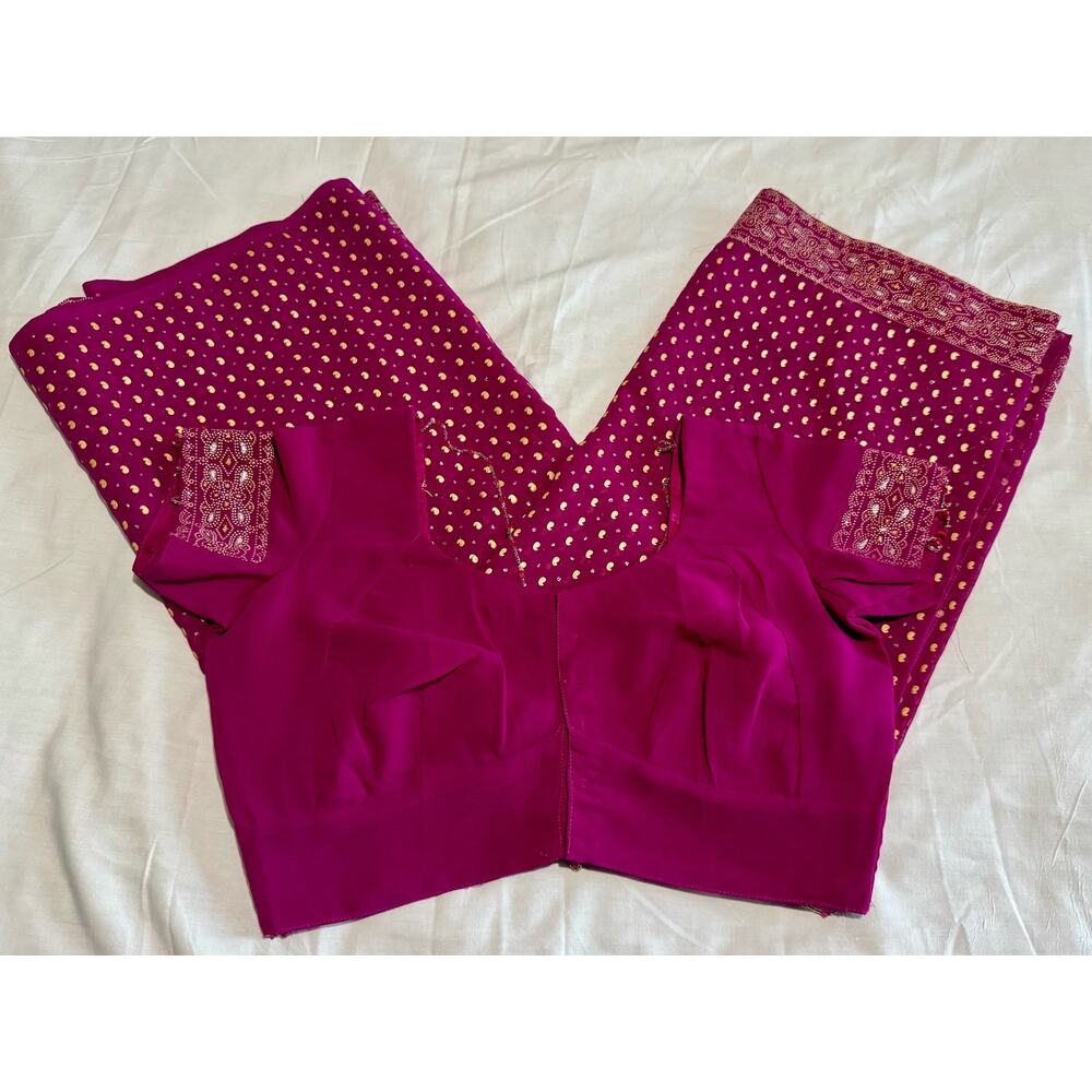 Women's Purple Printed Sari / Saree W/ Blouse ~L